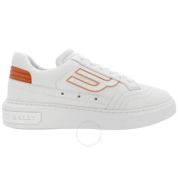 Bally Triumph Leather Sneakers White Mandarino Calf Plain 10.5 NWT - Picture 1 of 2